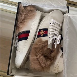 Gucci Fur Ace Sneakers